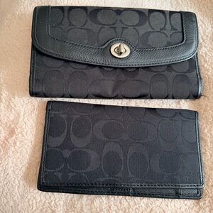 Coach Black Signature Wallet Set